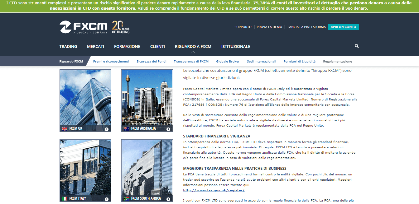 Regolamentazione di FXCM Regolamentazione di FXCM